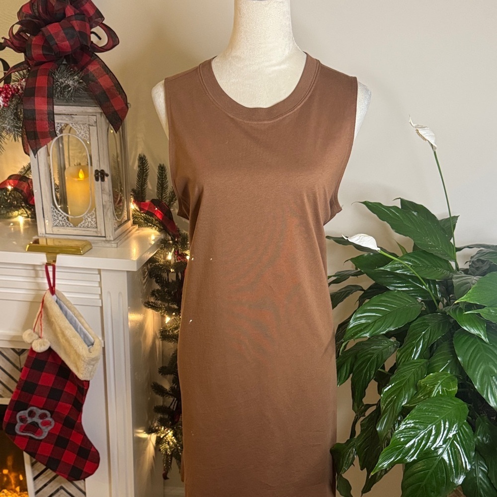 Old Navy Chocolate Brown Sleeveless Midi Dress - Picture 1 of 6